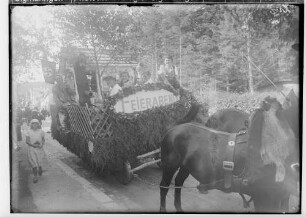 Erntedankfest in Sigmaringen 1933; Umzugswagen der Bauernschaft Laiz