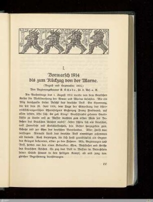 I. Vormarsch 1914 bis zum Rückzug von der Marne