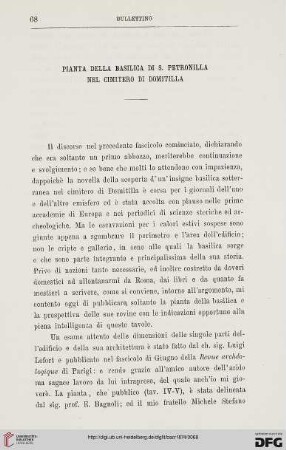 2.Ser.5.1874: Pianta della basilica di S. Petronilla nel cimitero di Domitilla