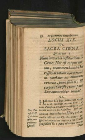 Locus XIX. De Sacra Coena.
