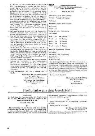 Prüfungsanforderungen Leichtathletik für Betriebsberufsschulen und Berufsschulen : 21/62 vom 2. Mai 1962 ; [Verfügungen]