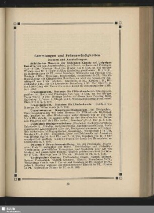 Sammlungen und Sehenswürdigkeiten