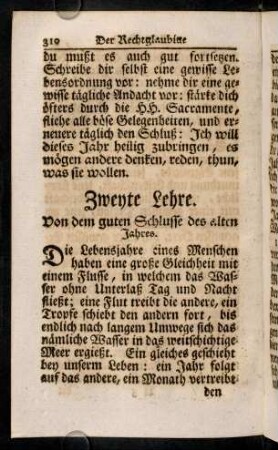 310-317, Zweyte Lehre. Von dem guten Schlusse des alten Jahres.