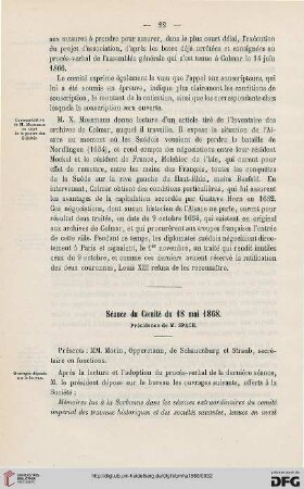 Séance du Comité du 18 mai 1868