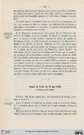 Séance du Comité du 18 mai 1868