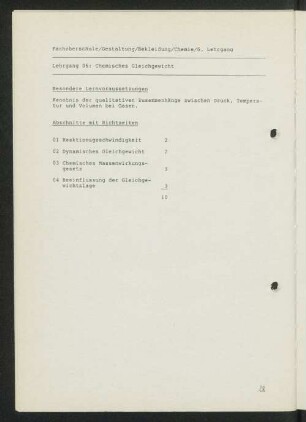 Lehrgang 06: Chemisches Gleichgewicht