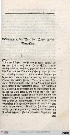Beschreibung der Reise von Cairo auf den Berg Sinai