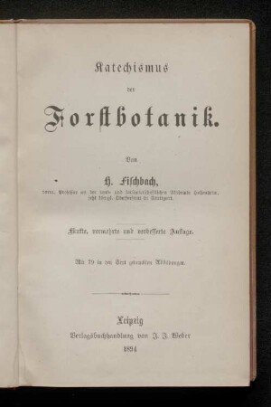 Katechismus der Forstbotanik
