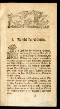 I. Absicht der Schulen