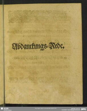 Abdankung : Abdanckungs-Rede