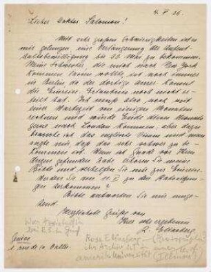 Brief von Rosa Eliasberg, Genf an Erich Salomon