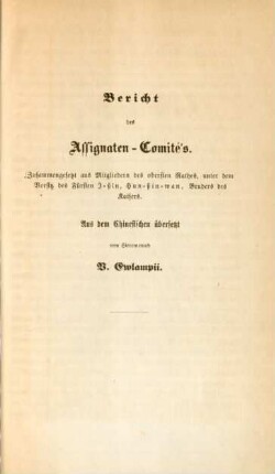 Bericht des Assignaten-Comité's