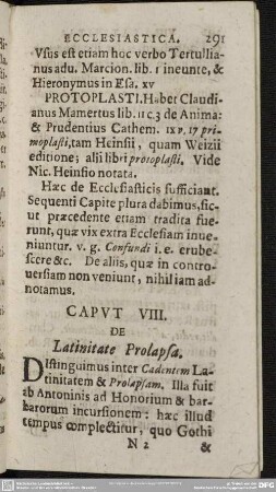 Caput VIII. De Latinitate Prolapsa