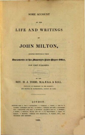 Some account of the life and writings of John Milton
