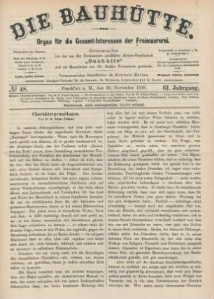 No 48. Frankfurt a. M., den 30. November 1918. 61. Jahrgang.