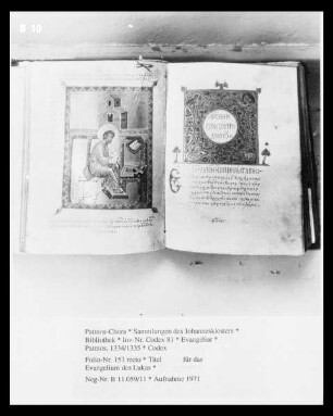 Evangeliar — Titelbalken für das Evangelium des Lukas, Folio 153 recto