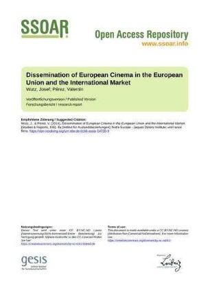 Dissemination of European Cinema in the European Union and the International Market