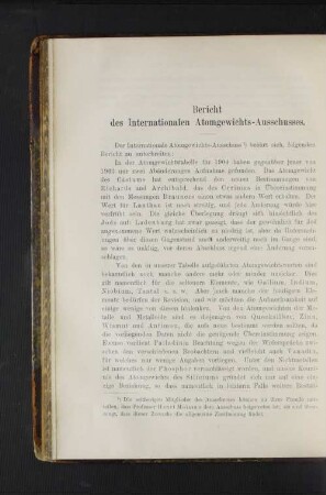 Bericht des internationalen Atomgewichts-Ausschusses