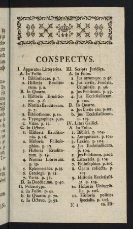 V-VIII, Conspectus