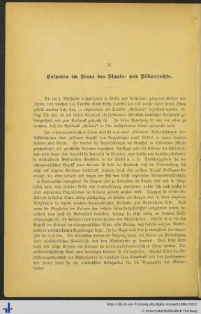 II. Kolonien im Sinne des Staats- und Völkerrechts