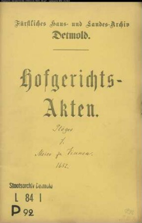 Plöger, Hans gegen Henrich Meier zu Vinnen - Schuldforderung