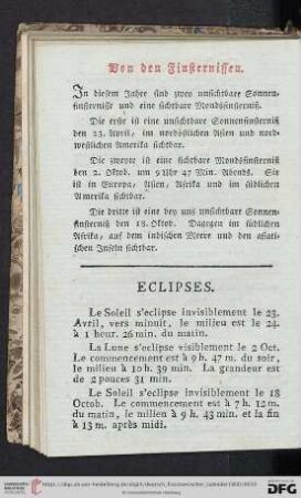 Von den Finsternissen / Eclipses