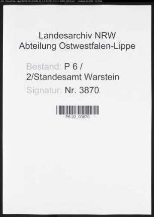 Sterberegister Standesamt Warstein