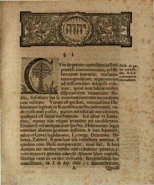 Diss. inaug. de poenis capitalibus in s. Scriptura commemoratis, ac Hebraeorum inprimis