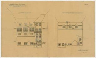 Fischer, Theodor; Kassel; Museum (jetzt: Hessisches Landesmuseum) - Mitteltrakt u. Seitentrakt der Weinbergstrasse (Ansichten)