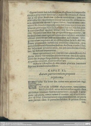 Caput XL [XLI]. diaetam parturientium proponit triplicem