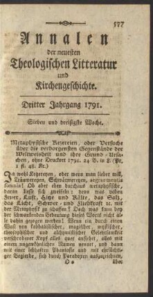 Sieben und dreisigste Woche