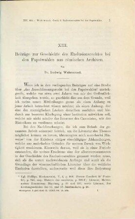 Beiträge zur Geschichte des Exclusionsrechtes bei den Papstwahlen aus römischen Archiven