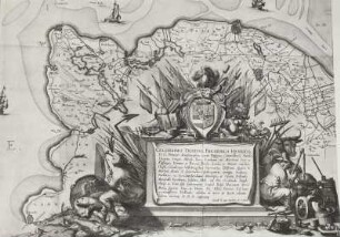 Noordhollandia (Tafel 16) Ausschnitt: Dedikationsarrangement auf der Karte von Friesland