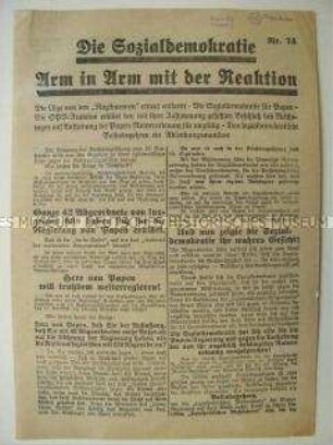 Wahlflugblatt der NSDAP zur Reichstagswahl am 6. November 1932 mit scharfen Angriffen auf die SPD