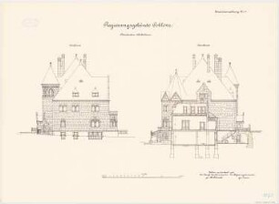Regierungsgebäude, Koblenz Präsidenten-Wohnhaus und Saalbau: N-, S-Ansicht 1:100