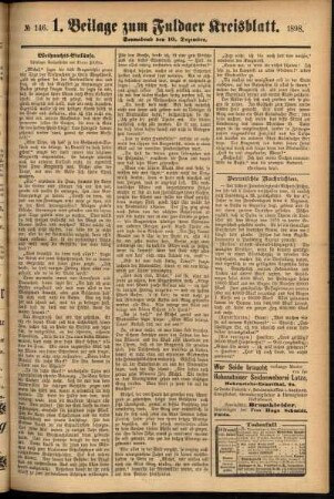 Zweite Ausgabe vom Samstag, den 10. Dezember 1898.