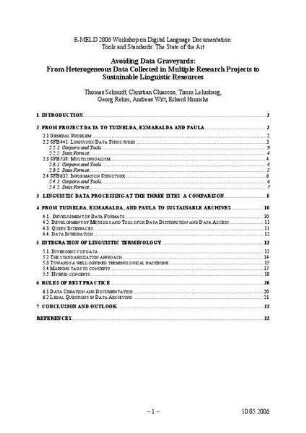 Avoiding Data Graveyards : from Heterogeneous Data Collected in Multiple Research Projects to Sustainable Linguistic Resources