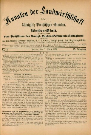 No. 14. Berlin, den 7. April 1869. IX. Jahrgang.