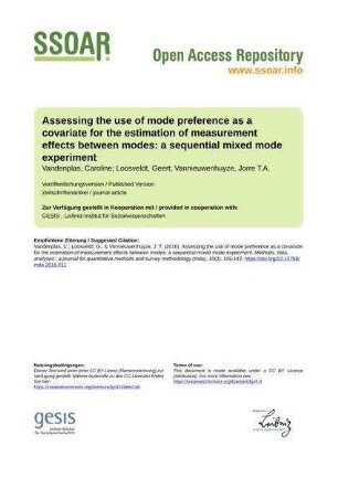 Assessing the use of mode preference as a covariate for the estimation of measurement effects between modes: a sequential mixed mode experiment