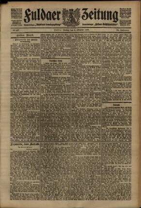 Erste Ausgabe vom Freitag, den 02. Oktober 1908.