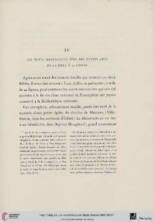 IV Les notes manuscrites d'un des exemplaires de la Bible à 42 lignes