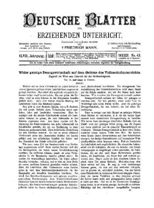 Wider geistige Zwangswirtschaft auf dem Gebiete des Volksschulunterrichts : zugleich ein Wort zum Entwurfe für das Reichsschulgesetz ; (Schluß)