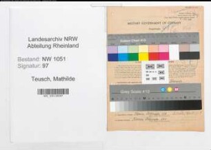 Entnazifizierung Mathilde Teusch , geb. 08.08.1895 (Lehrerin)