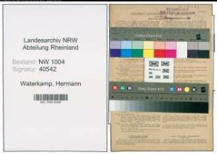 Entnazifizierung Hermann Waterkamp , geb. 24.02.1876 (Aufseher)