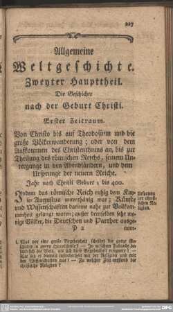 Allgemeine Weltgeschichte. Zweiter Haupttheil : Die Geschichte nach der Geburt Christie