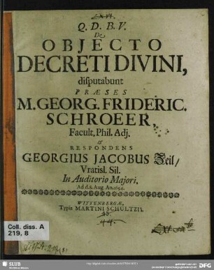 De Objecto Decreti Divini
