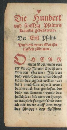 Die Hundert und fünffzig Psalmen Davids gebetsweis.