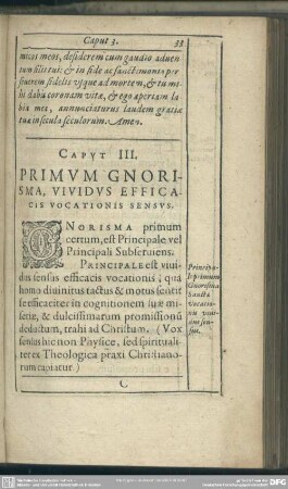 Caput III. Primum Gnorisma, Vividus Efficacis Vocationis Sensus