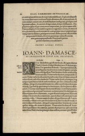 Ioann. Damasceni Orthodoxae Fidei Lib. Secundus.