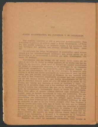 VIII - Jorge Washington, su infancia y mi acordeón